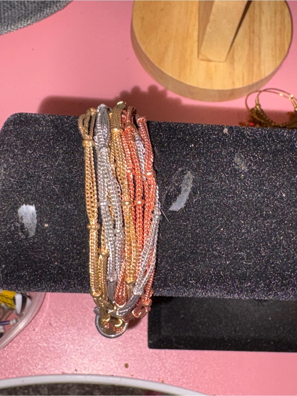 Tri-Tone Stackable Bead Chain Bracelets - Gold, Silver & Rose Gold